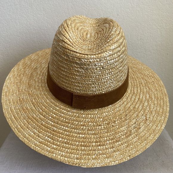 Gigi Pip Isla Sunhat Natural Straw Wide Brim Fedora Suede Band NEW (Other) OS - Picture 4 of 9